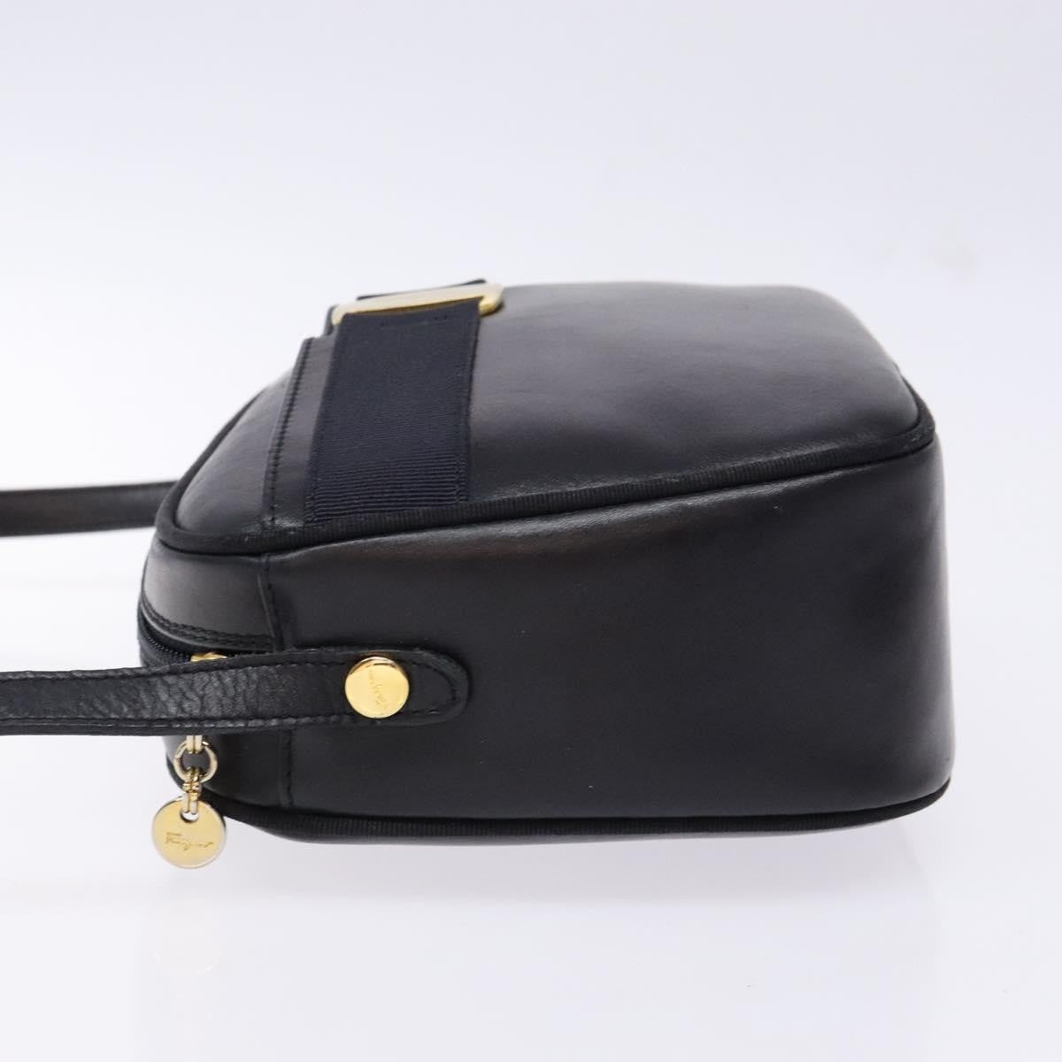 Salvatore Ferragamo Vala Shoulder Bag Leather, BLACK, LEATHER, Shoulder bag