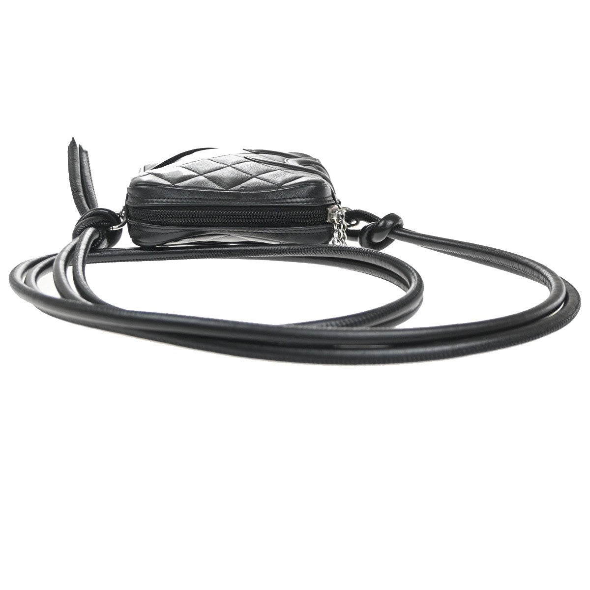 Chanel Cambon Pochette Quilted Leather, Black, Leather, Shoulder Bag