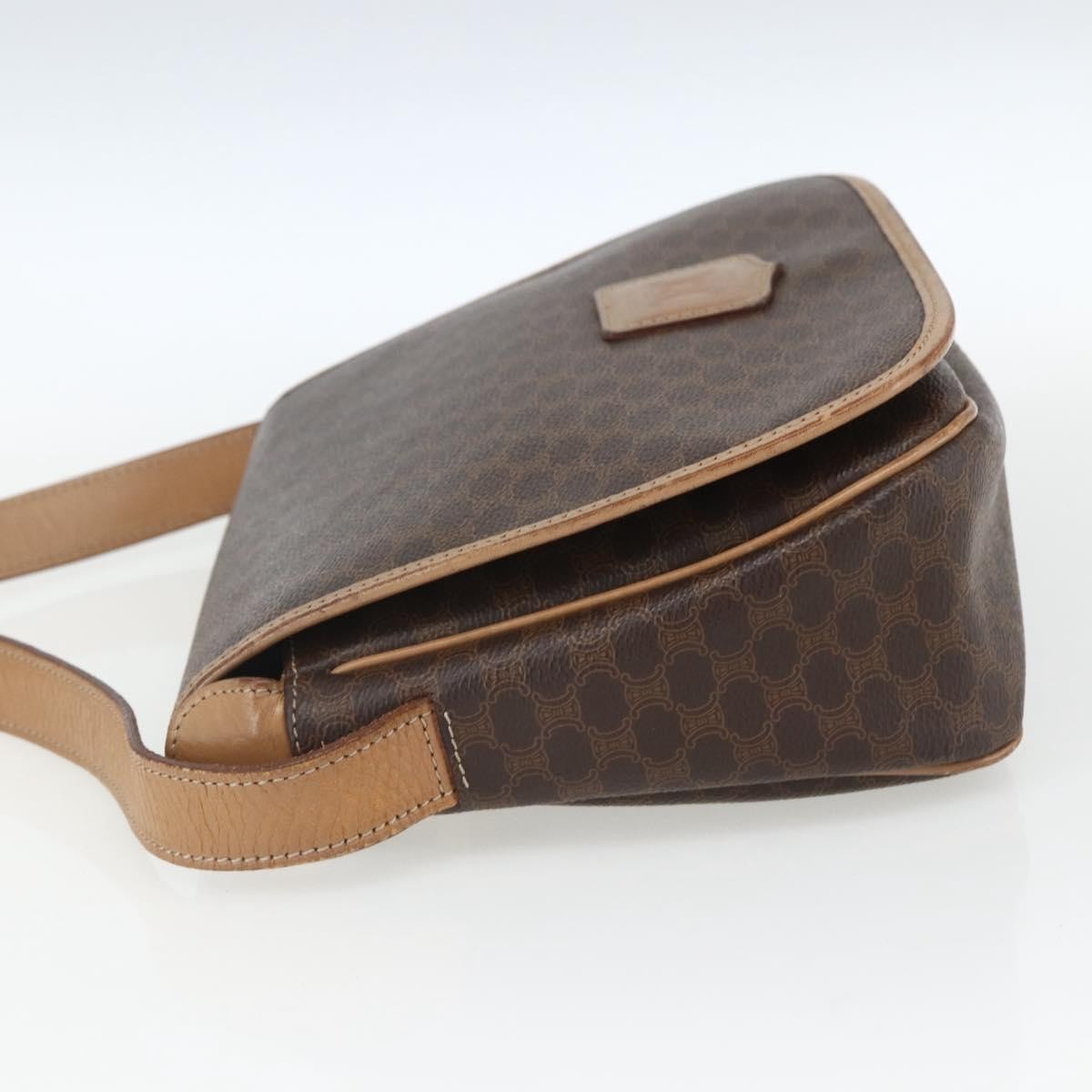 Celine Vintage Macadam Shoulder Bag Canvas and Leather, BROWN, CANVAS, Shoulder bag