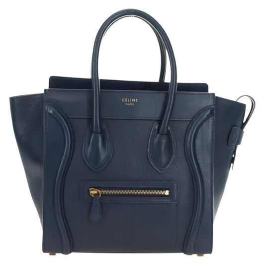 Celine Luggage Bag Smooth Leather, Navy, Leather, Tote Bag
