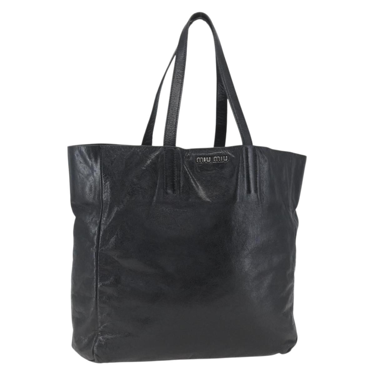 Miu Miu Vintage Tote bag Leather, BLACK, LEATHER, Tote bag