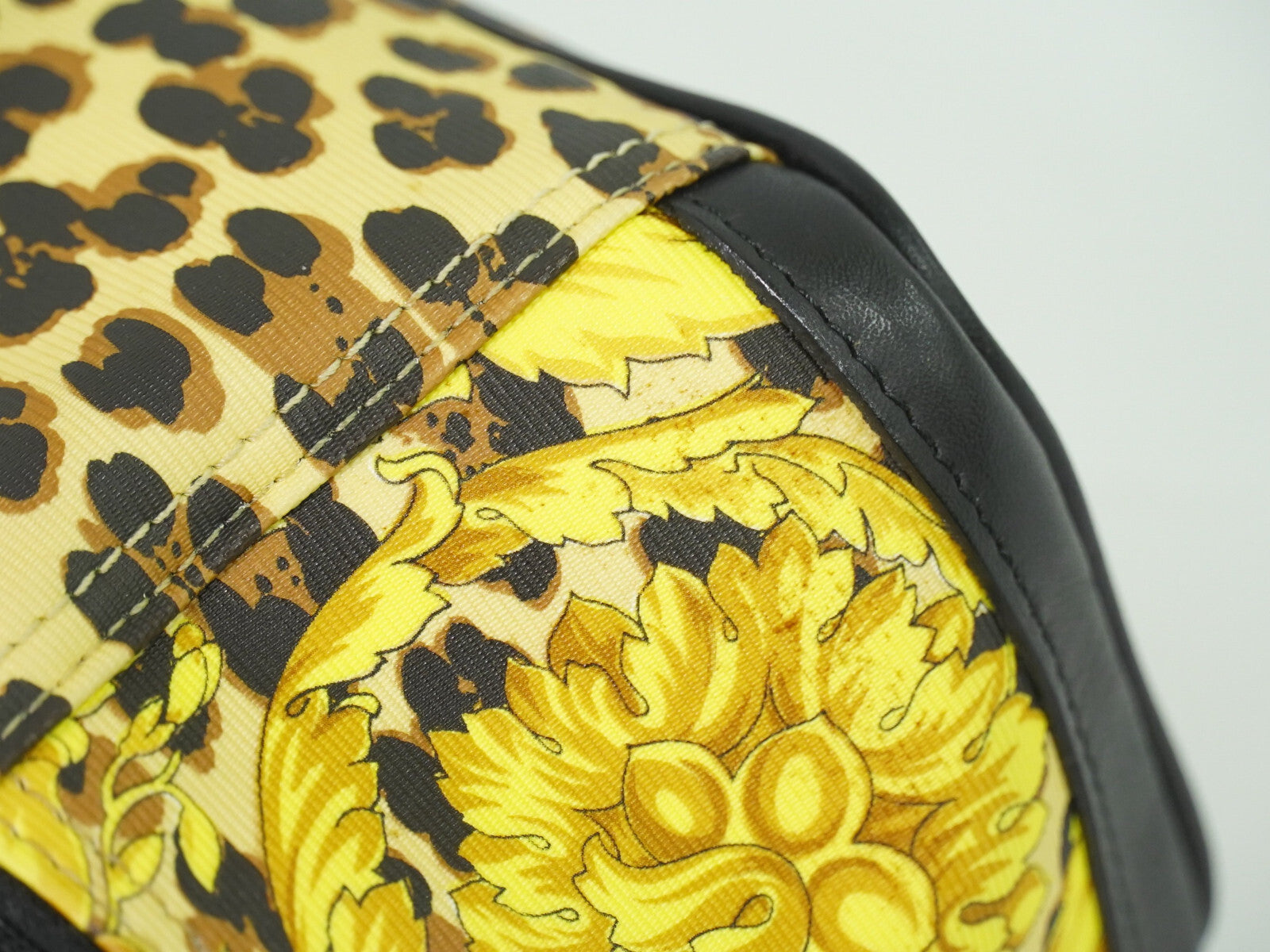 Versace Vanity Hand Bag Canvas and Leather, YELLOW, PVC, Handbag