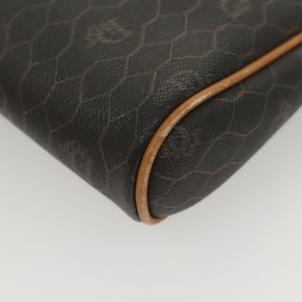 Christian Dior Vintage Honeycomb Zip Pouch Canvas and Leather, Black, Canvas, Clutch