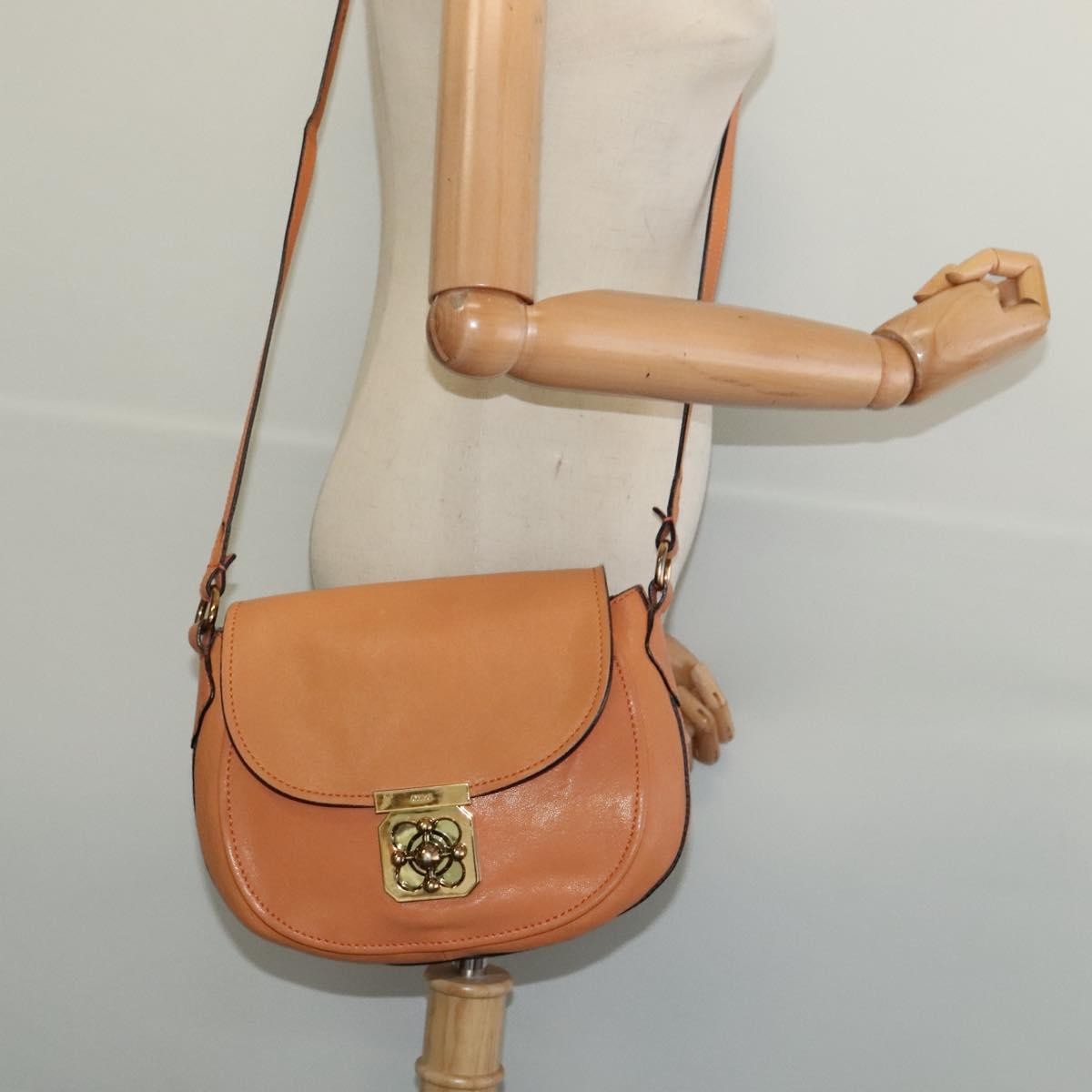 Chloe Elsie Shoulder Bag Perforated Leather, ORANGE, LEATHER, Shoulder bag