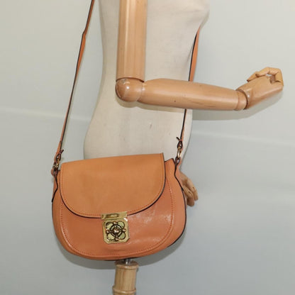 Chloe Elsie Shoulder Bag Perforated Leather, ORANGE, LEATHER, Shoulder bag