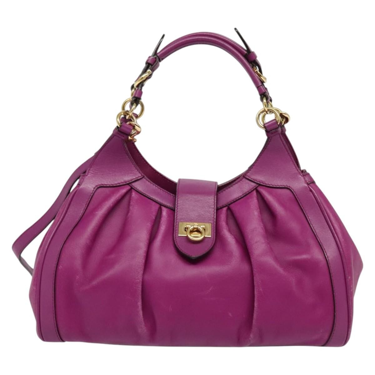 Salvatore Ferragamo Annabell Tote Leather, PURPLE, LEATHER, Handbag