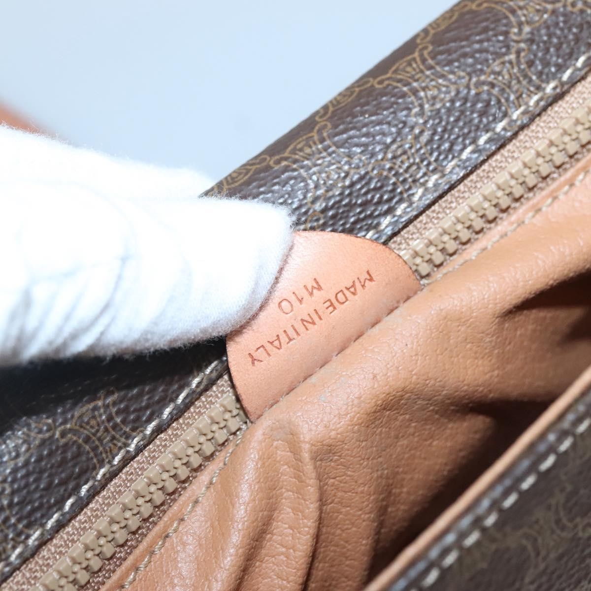 Celine Vintage Macadam Shoulder Bag Canvas and Leather, BROWN, CANVAS, Shoulder bag