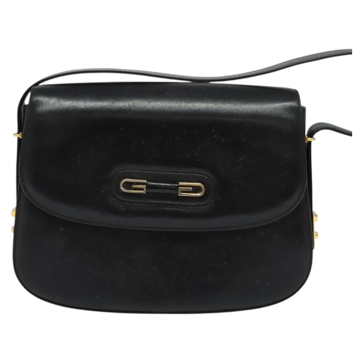 Gucci Vintage double G logo shoulder bag Leather, BLACK, LEATHER, Shoulder bag