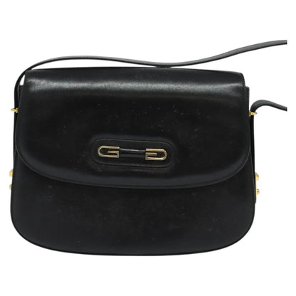Gucci Vintage double G logo shoulder bag Leather, BLACK, LEATHER, Shoulder bag