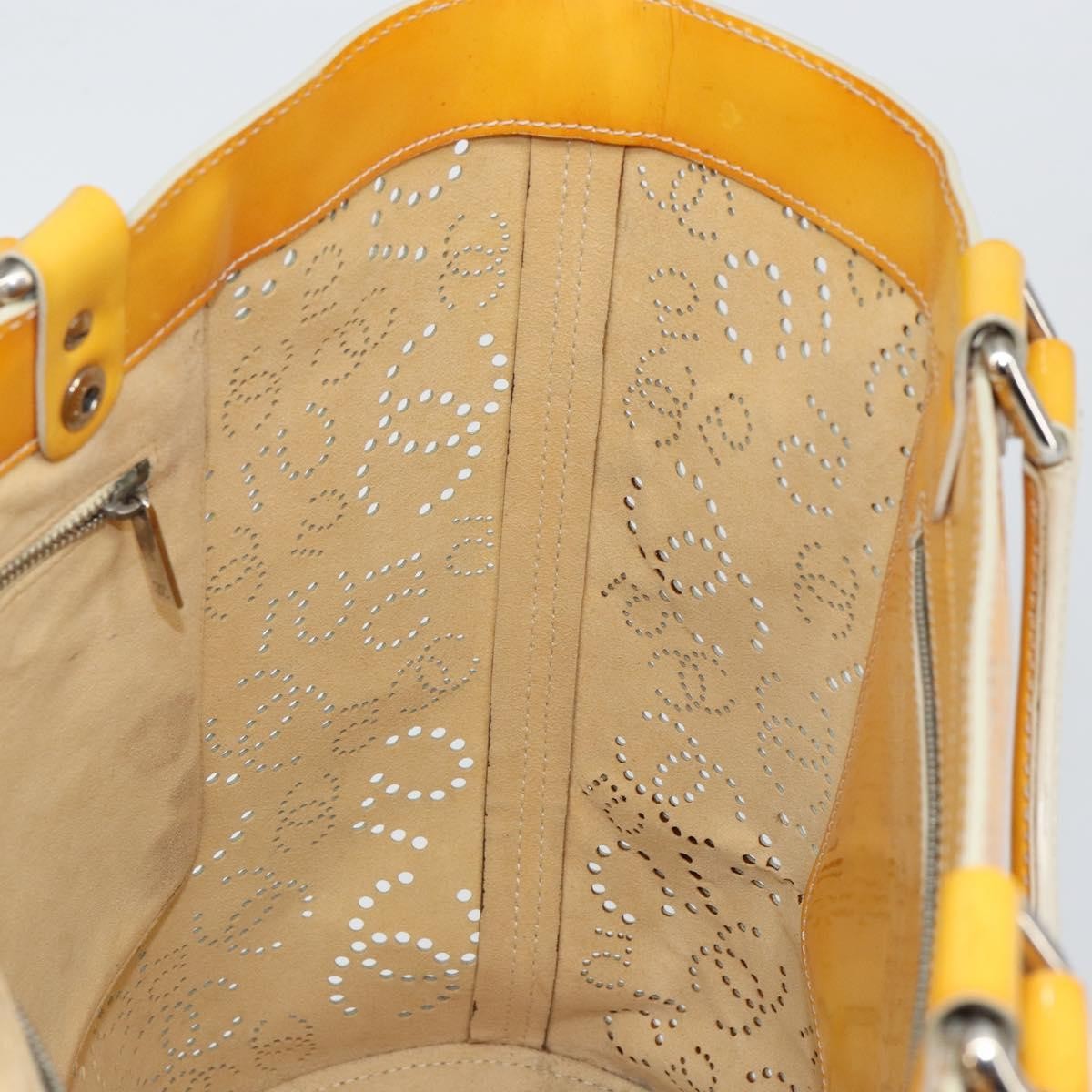 Chanel CC No.5 Shopping Tote Perforated Patent, YELLOW, PATENT_LEATHER, Tote bag