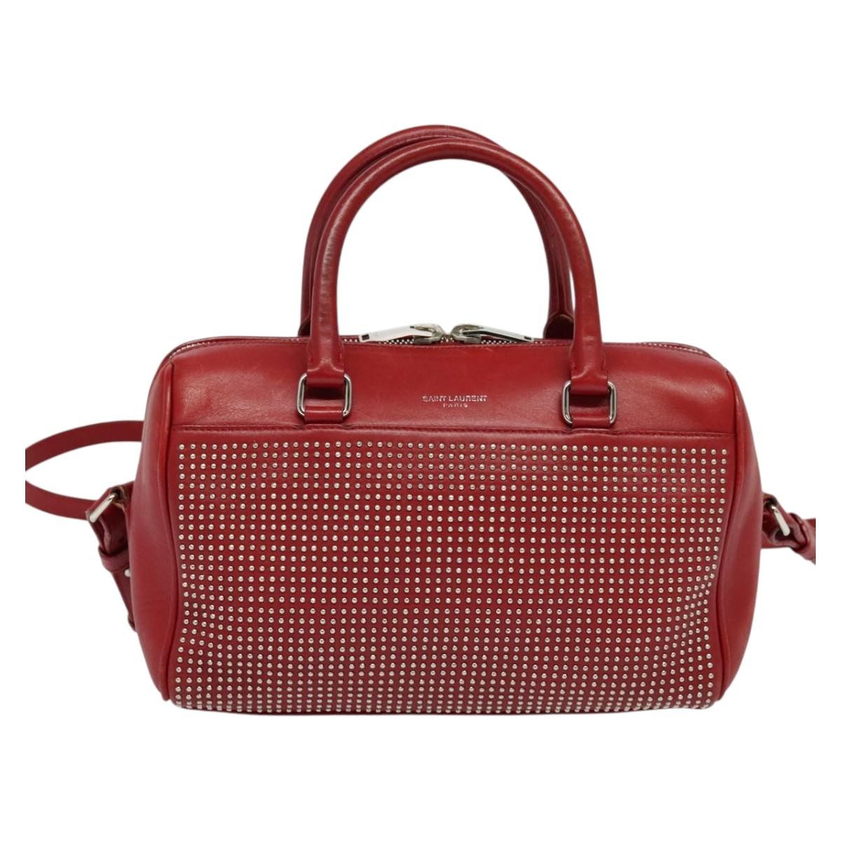 Saint Laurent Classic Baby Duffle Bag Leather, RED, LEATHER, Travel bag