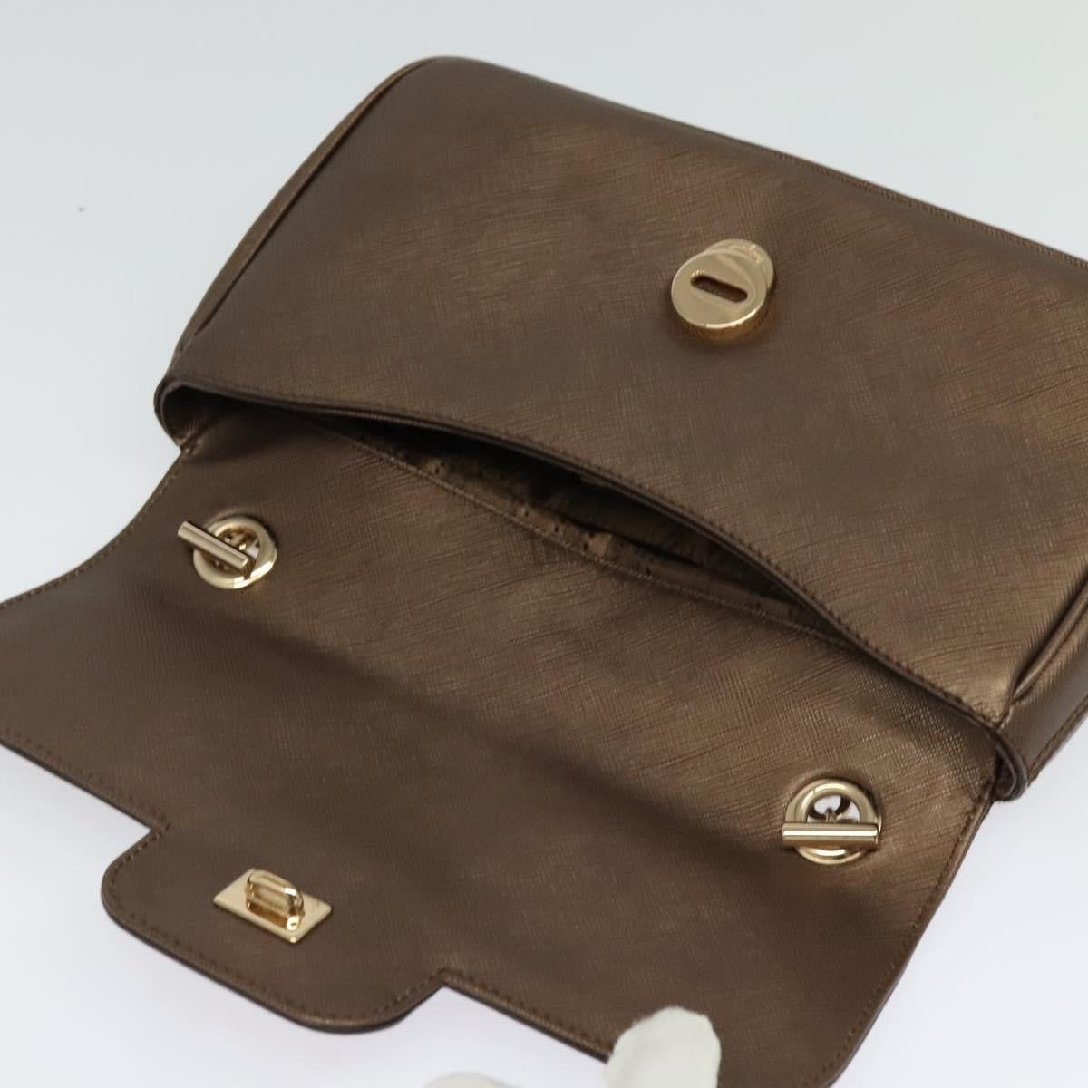 Salvatore Ferragamo Gancini Chain Shoulder bag Leather, BROWN, LEATHER, Shoulder bag