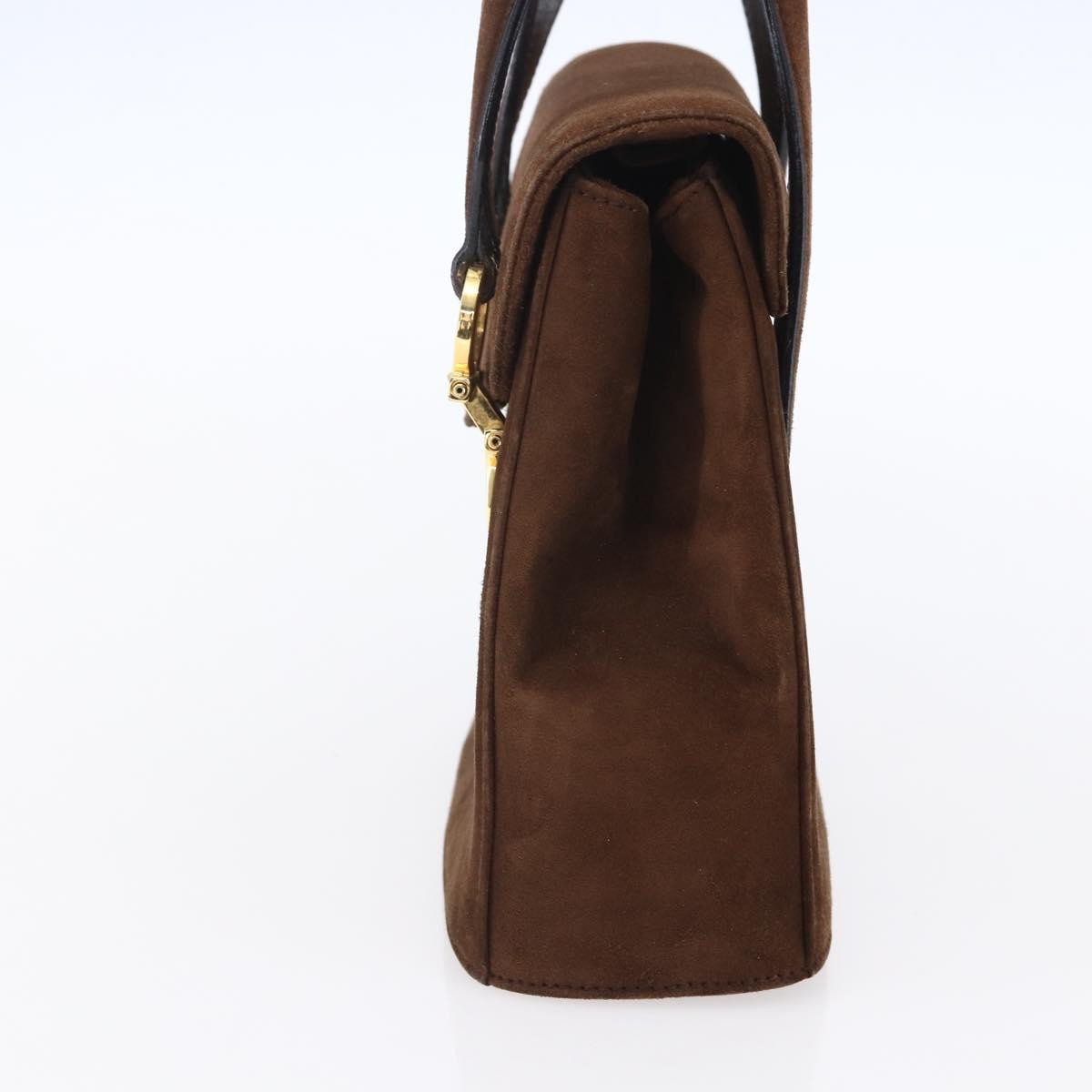 Salvatore Ferragamo Gancini handbag Suede, BROWN, SUEDE, Handbag