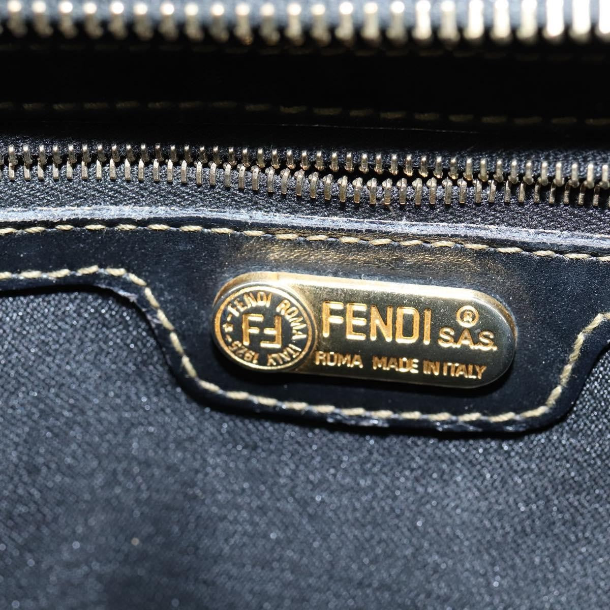 Fendi Vintage Pequin Boston Bag Coated Canvas, BROWN, CANVAS, Handbag