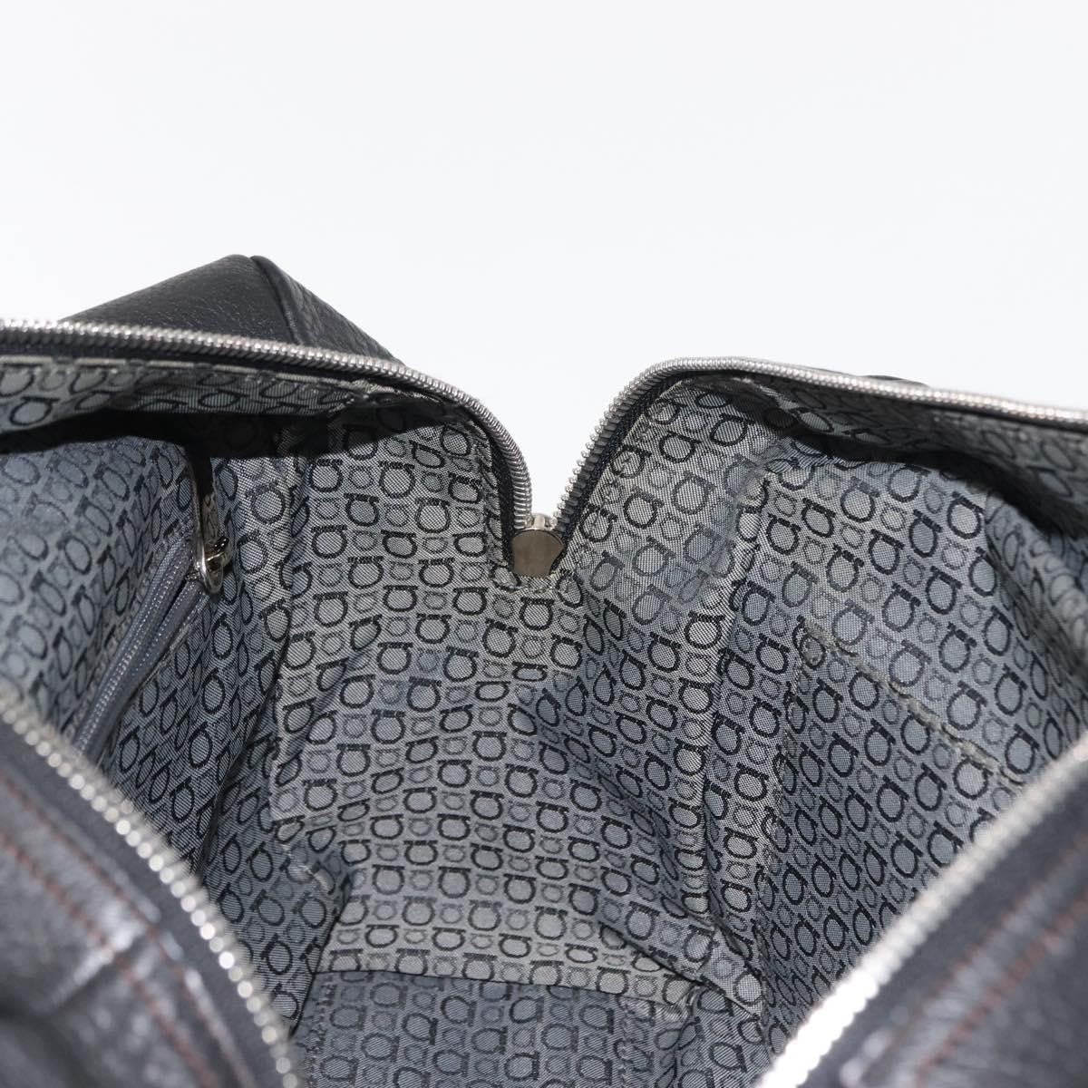 Salvatore Ferragamo Gancini Buckle Shoulder Bag Leather, BLACK, LEATHER, Shoulder bag