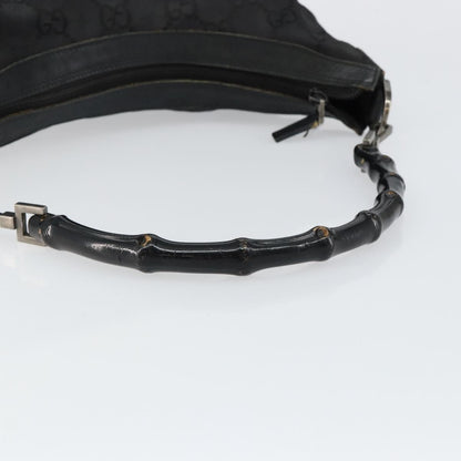 Gucci Vintage Bamboo Hobo GG Canvas, BLACK, CANVAS, Shoulder bag