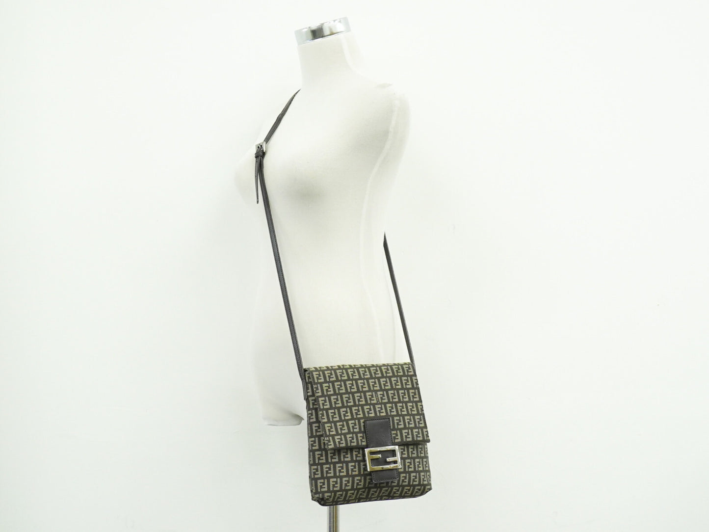 Fendi Mamma Baguette Shoulder Bag Canvas, BROWN, CANVAS, Shoulder bag