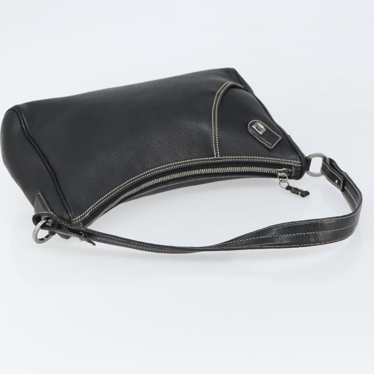 Salvatore Ferragamo Gancini Shoulder Bag Leather, BLACK, LEATHER, Shoulder bag