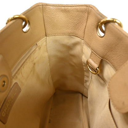 Chanel Petite Shopping Tote Quilted Caviar, Beige, Leather, Shoulder Bag
