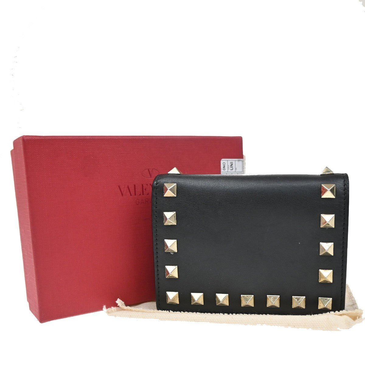 Valentino Garavani Rockstud Bifold Wallet Leather, BLACK, LEATHER, Wallets