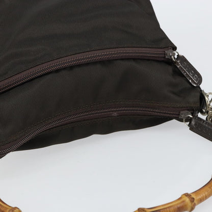 Gucci Vintage Bamboo Handle Bag Nylon, BROWN, NYLON, Handbag