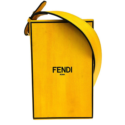 Fendi Logo Vertical Box Crossbody Bag Leather, YELLOW, LEATHER, Shoulder bag