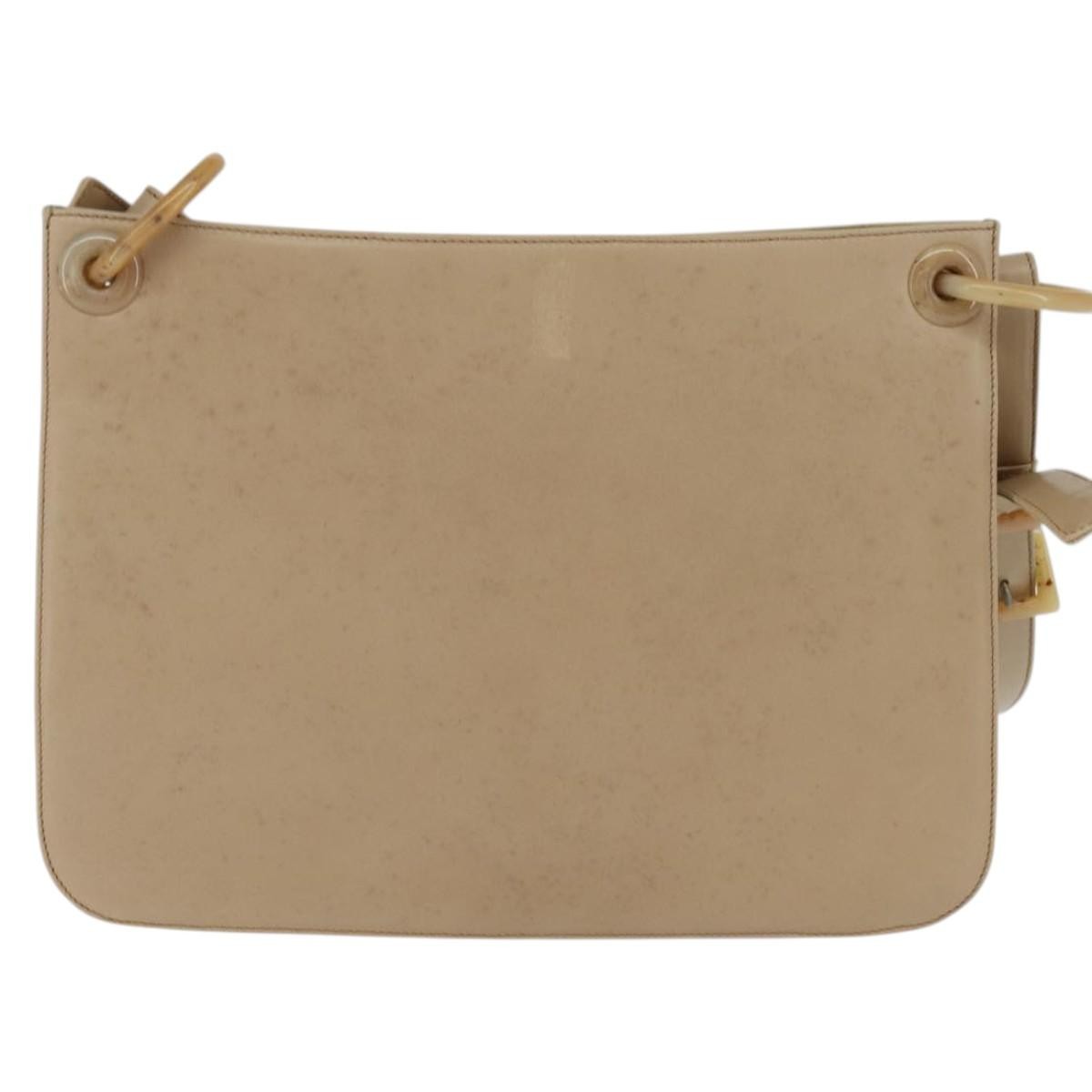 Prada Vintage Shoulder Bag Leather, BEIGE, LEATHER, Shoulder bag