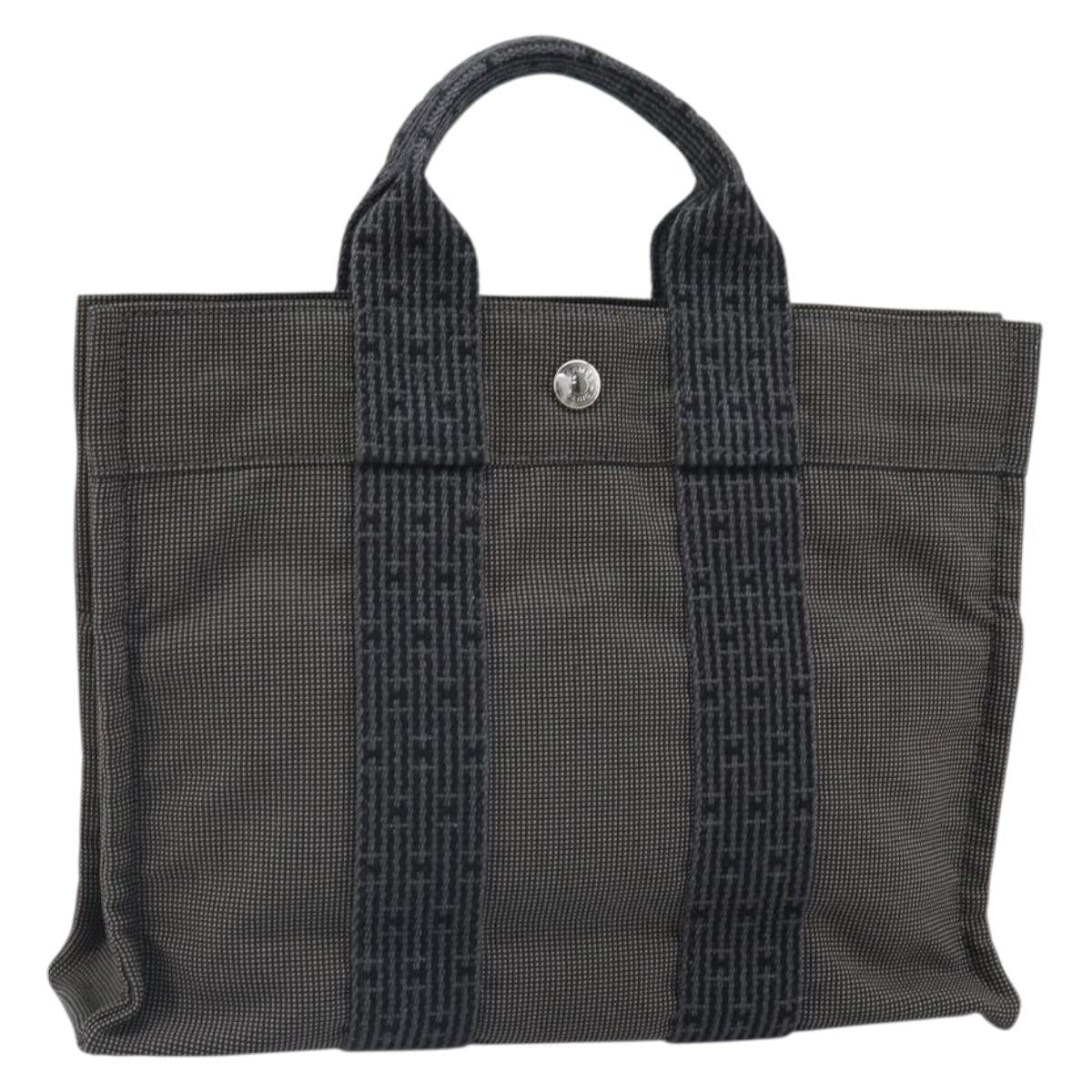 Hermes Fourre-tout Herline Canvas, GRAY, CANVAS, Tote bag