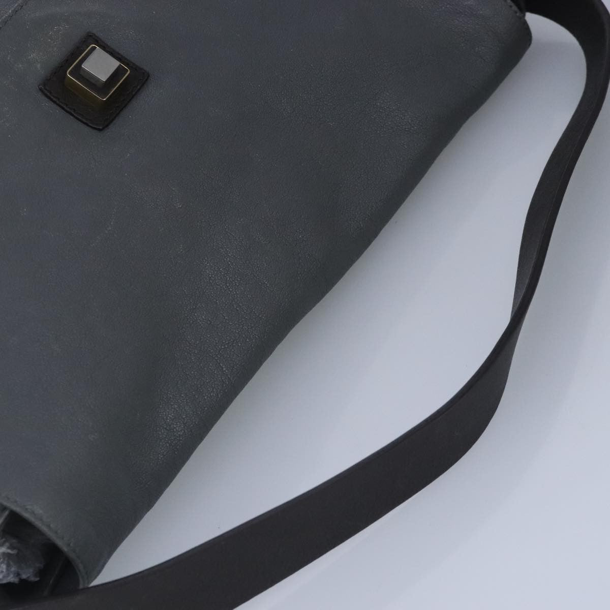 Celine Flap Shoulder Bag Leather, GRAY, LEATHER, Shoulder bag