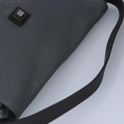 Celine Flap Shoulder Bag Leather, GRAY, LEATHER, Shoulder bag