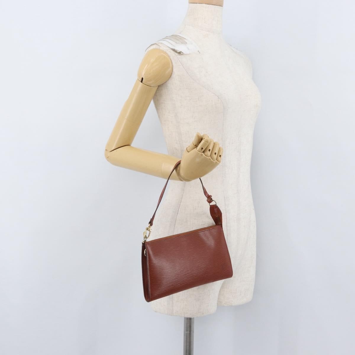Louis Vuitton Pochette Accessoires Epi Leather, BROWN, LEATHER, Clutche & pouche
