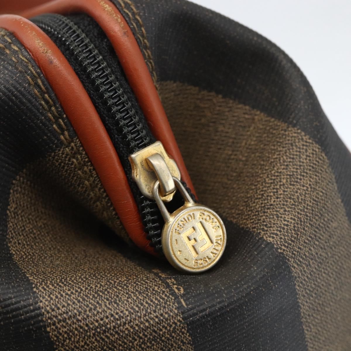 Fendi Vintage Pequin Convertible Boston Bag Coated Canvas, BLACK, PVC, Handbag