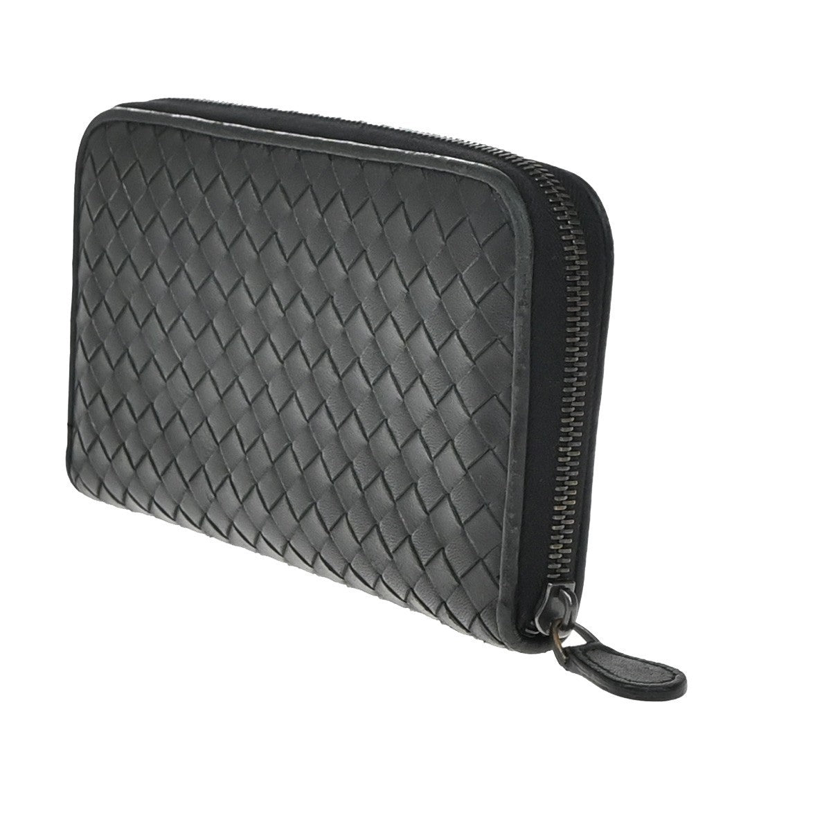 Bottega Veneta Intrecciato Long Zip  Wallet Leather, Black, Leather, Wallet