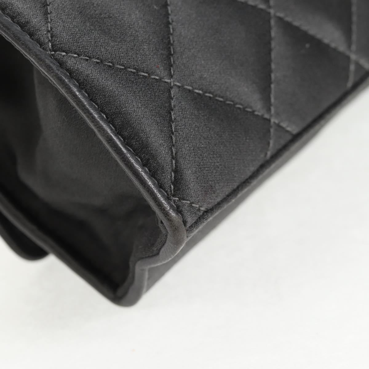 Chanel Vintage Camellia Flap Crossbody Bag Satin and Mesh, BLACK, SATIN, Shoulder bag