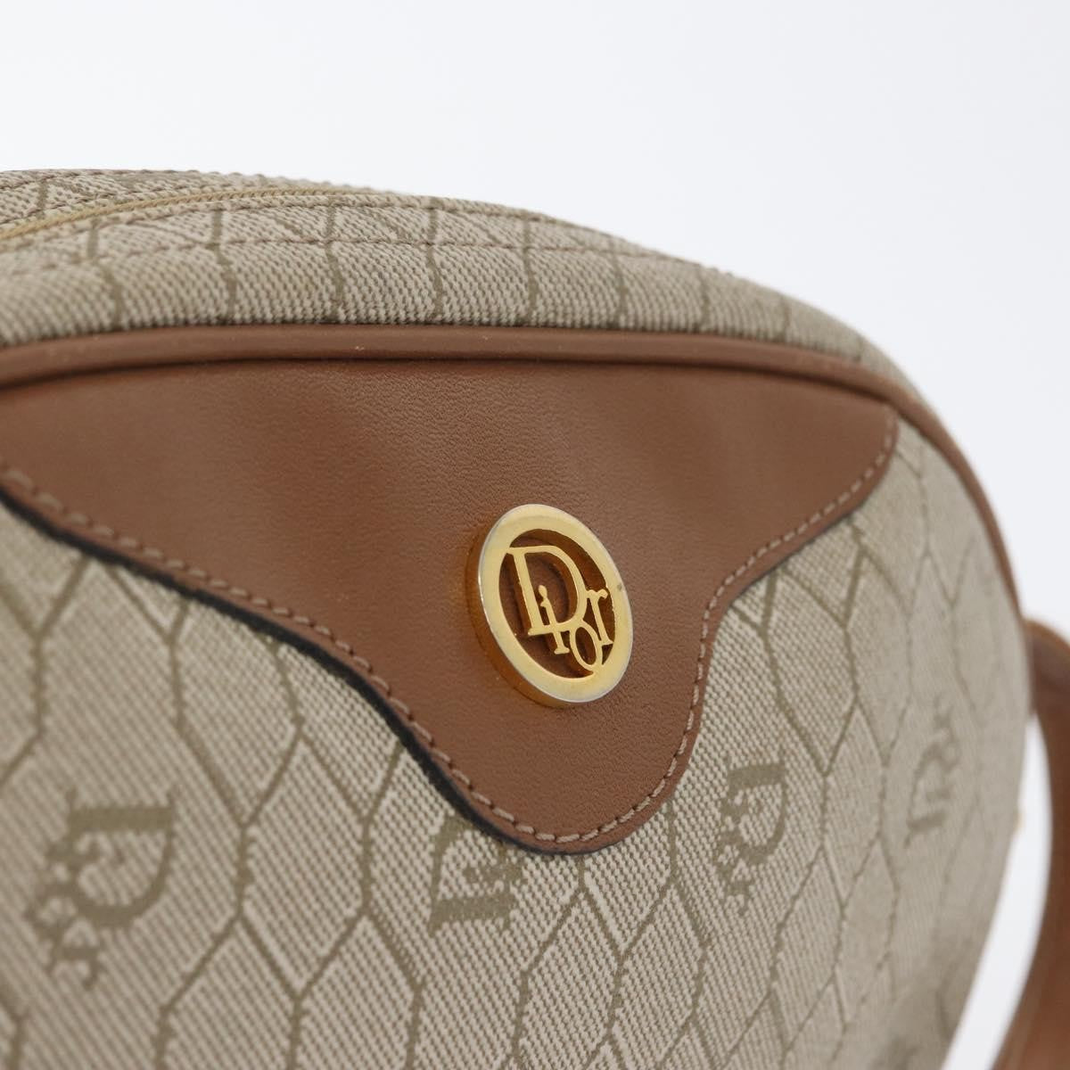 Christian Dior Vintage Honeycomb Shoulder Bag Canvas and Leather, BEIGE, CANVAS, Shoulder bag