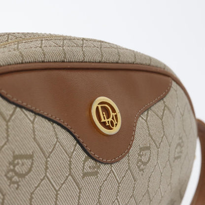 Christian Dior Vintage Honeycomb Shoulder Bag Canvas and Leather, BEIGE, CANVAS, Shoulder bag