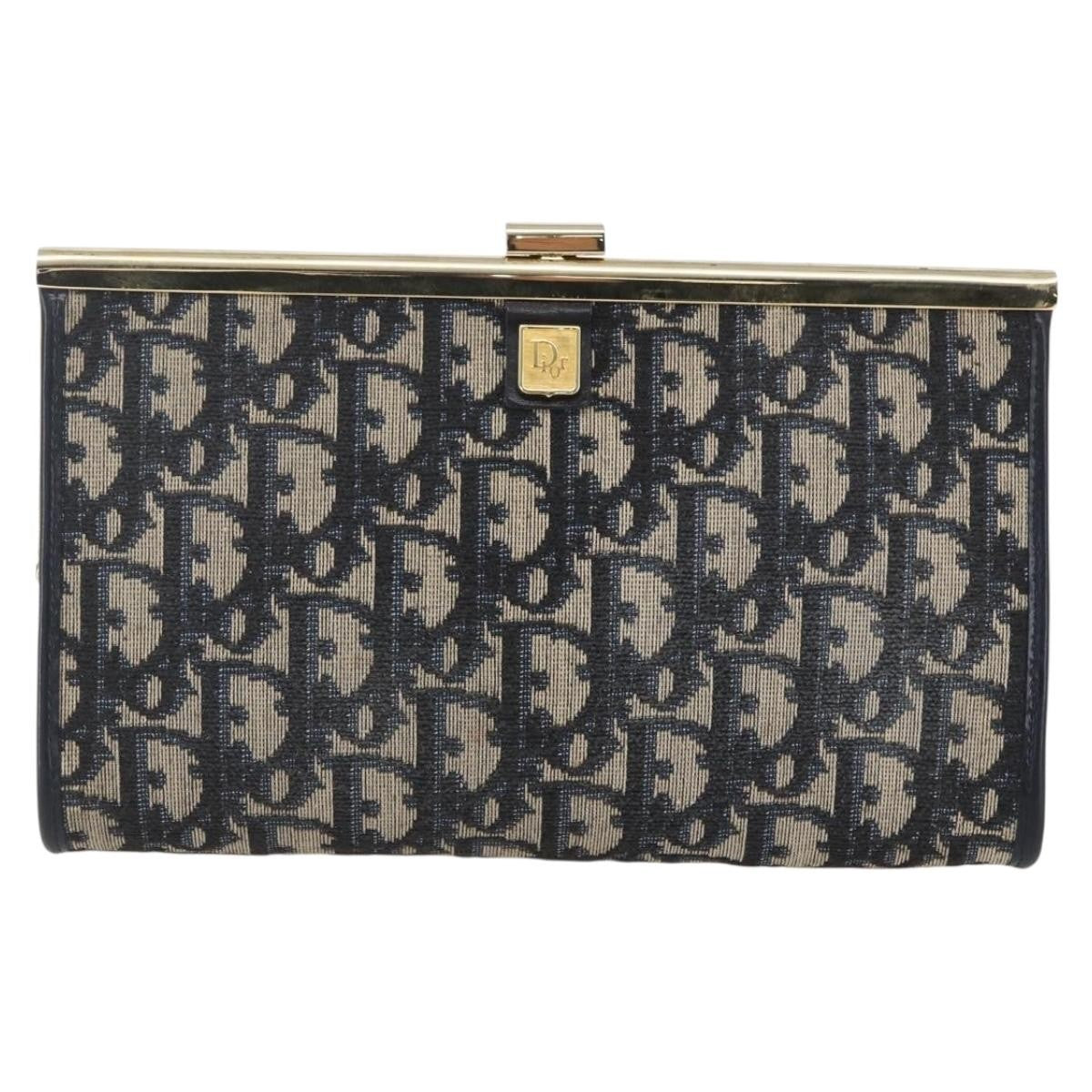Christian Dior Vintage Trotter Pouch Canvas, NAVY, CANVAS, Clutche & pouche
