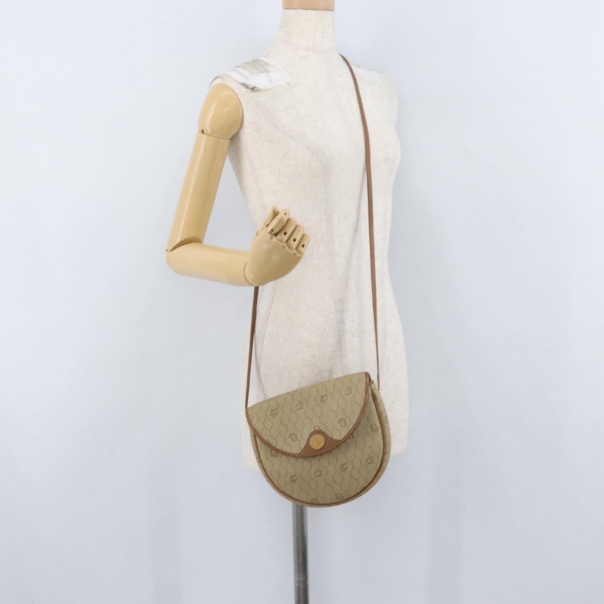 Christian Dior Vintage Honeycomb Flap Crossbody Bag Canvas and Leather, BEIGE, CANVAS, Shoulder bag
