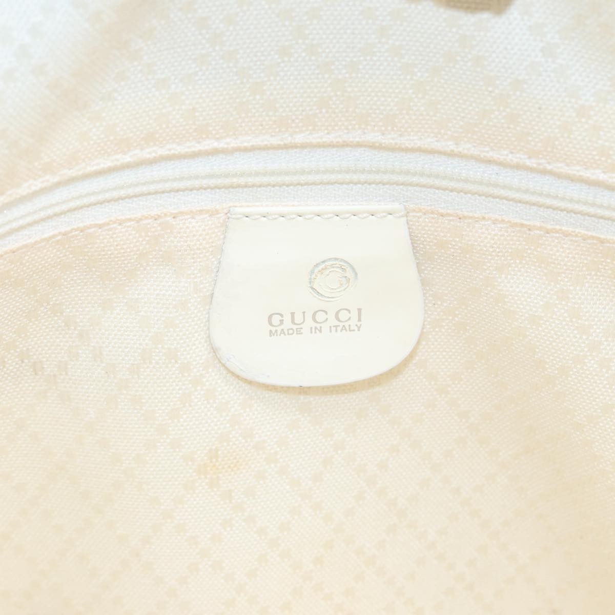 Gucci Vintage Bamboo Backpack Nylon and Patent Leather, WHITE, NYLON, Backpack