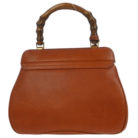 Gucci Lady Lock Bamboo Top Handle Bag Leather, BROWN, LEATHER, Handbag