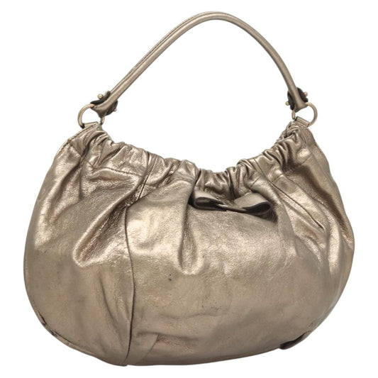 Salvatore Ferragamo Vala Shoulder Bag Leather, Gold, Leather, Shoulder Bag