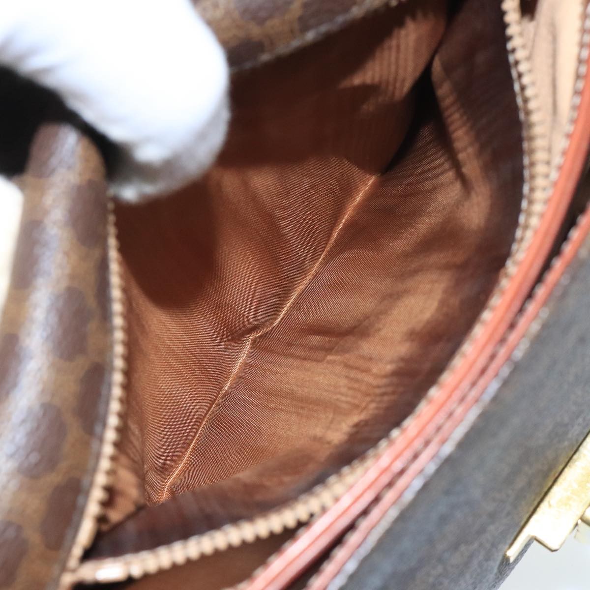 Celine Vintage Macadam Handbag Canvas, BROWN, CANVAS, Handbag