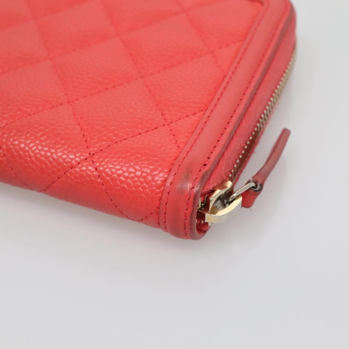 Chanel Filigree Zip Around Wallet Quilted Caviar, PINK, LEATHER, Wallets