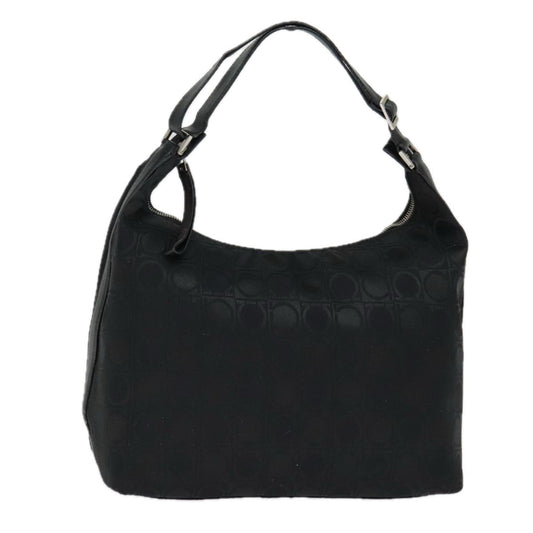 Salvatore Ferragamo Gancini Shoulder Bag Nylon, BLACK, NYLON, Shoulder bag