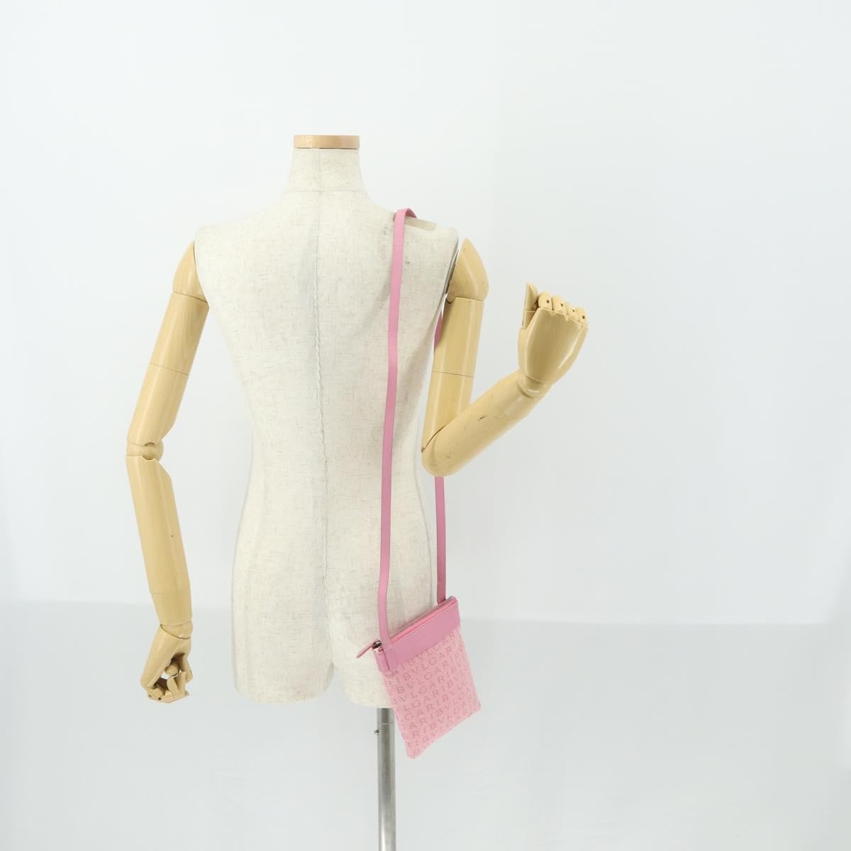 Bvlgari Logomania Shoulder Bag Canvas with Leather, Pink, Canvas, Shoulder Bag