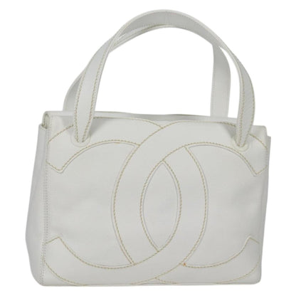 Chanel CC Stitch Tote Caviar, WHITE, LEATHER, Handbag