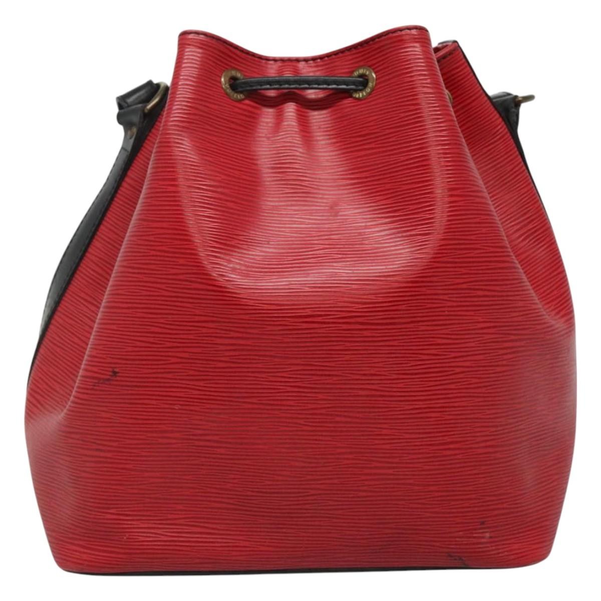 Louis Vuitton Petit Noe Handbag Two Tone Epi Leather, RED, LEATHER, Handbag