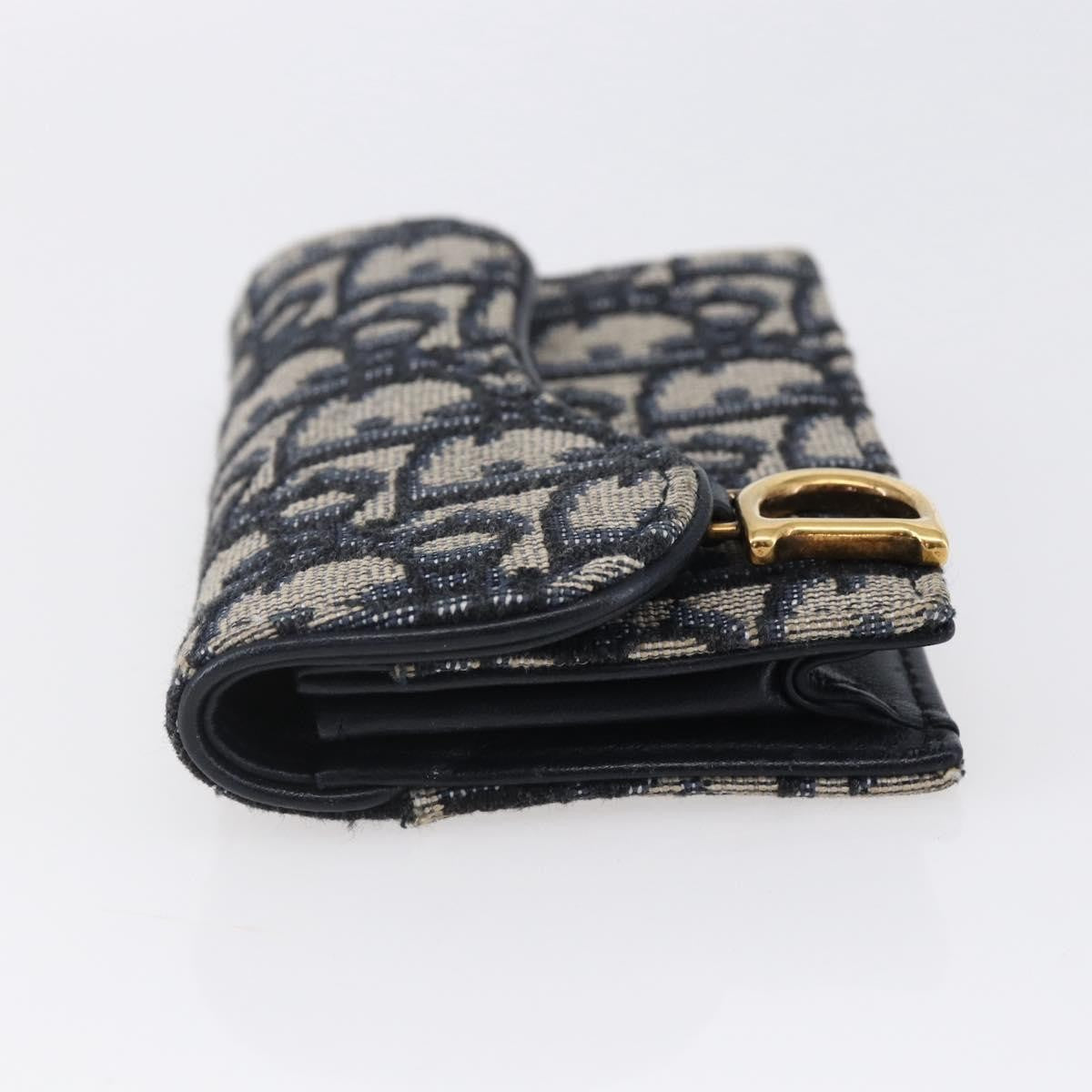 Christian Dior Saddle Card Case Oblique Canvas, NAVY, CANVAS, Card Holders