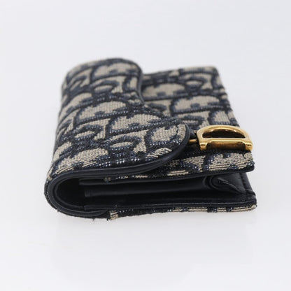 Christian Dior Saddle Card Case Oblique Canvas, NAVY, CANVAS, Card Holders