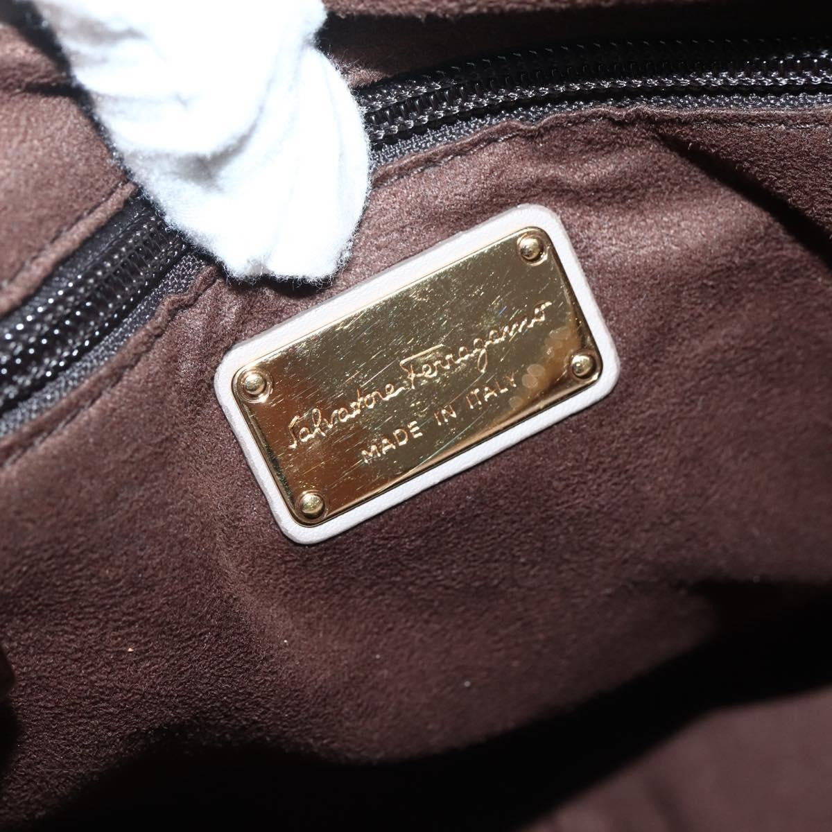 Salvatore Ferragamo Vala Leather, BEIGE, LEATHER, Handbag